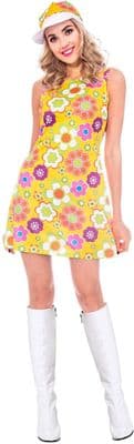 Ladies 1960s Flower Power Hippy Costume
