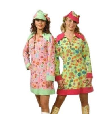 Ladies 1960s Long Sleeve Dress Pink