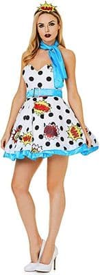 Ladies 1960s Pop Art Costume  Polka Dot Dress & Headband Fancy Dress