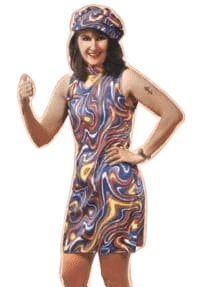 Ladies 1970's Groovy Girl Mini Dress and Hat