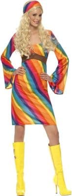Ladies 1970's Retro Rainbow Hippie Costume
