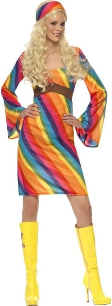 Ladies 1970's Retro Rainbow Hippie Costume