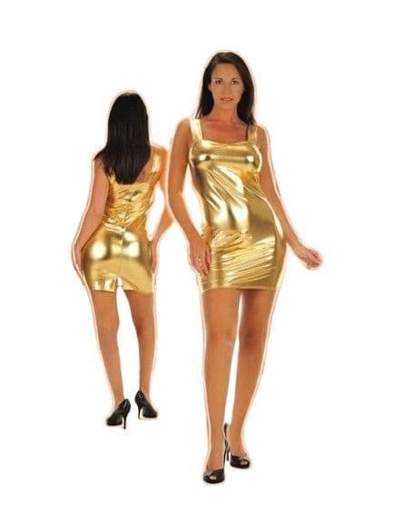 Ladies 1970s and 1980s Disco Fever Dress Gold