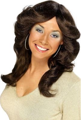 Ladies 1970s Brown Flick Wig