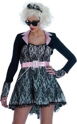 Ladies 1980s Pop Star Costume 80s Fancy Dress Retro Music Icon Outfit