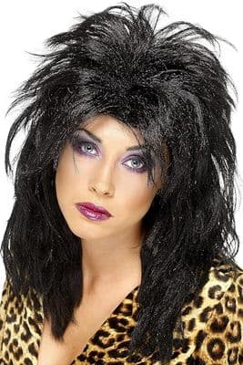 Ladies 1980s Popstar Wig In Black