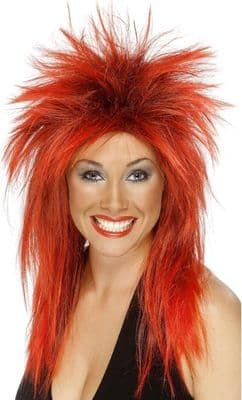 Ladies 1980s Red Rock Diva Wig