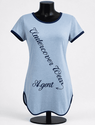 Ladies Blue Nightshirt Undercoverwear  Vintage Style Sleepwear Lounge Night Dress