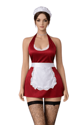 Ladies Budget Maid Style Apron Costume  Lace Trim Dress with Headpiece