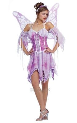 Ladies Butterfly Fairy Costume Adult Fancy Dress with Wings Halloween Outfit