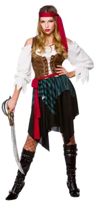 Ladies Caribbean Pirate Costume Womens Pirate Fancy Dress Halloween Outfit