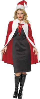 Ladies Christmas Luxury Ladies Santa Cape with Hat