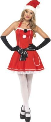 Ladies Christmas Pom Pom Santa Costume