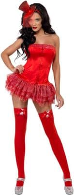 Ladies Christmas Red Burlesque Costume