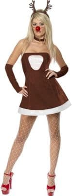 Ladies Christmas Red Hot Reindeer Costume.