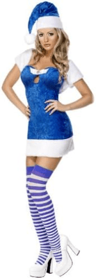 Ladies Christmas Santa's Xmas Present Blue