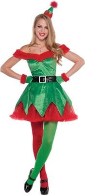 Ladies Christmas Sexy Little Helper Costume Santa Fancy Dress Outfit