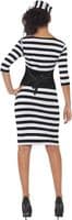 Ladies Classy Convict Costume Halloween Prisoner Fancy Dress Striped Dress Hat