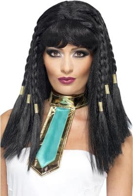 Ladies Cleopatra Wig with Gold Trim