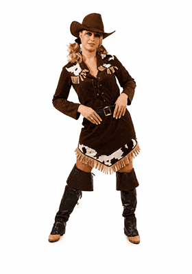 Ladies Cowgirl Dress Costume Western Fancy Dress Adult Cowboy Outfit
