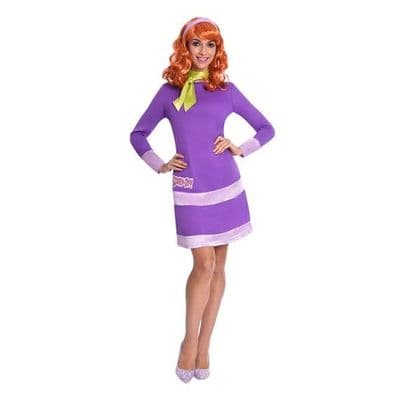 Ladies Daphne Scooby Doo Costume  Adult Fancy Dress Outfit Wig