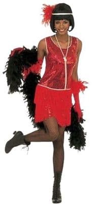 Ladies Deluxe 20's Sequin Flapper Red Extra Large