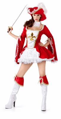 Ladies Deluxe Red Musketeer Costume UK Womens Three Musketeers Fancy Dress