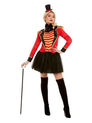 Ladies Deluxe Ringmaster Costume Circus Fancy Dress Red Jacket Outfit