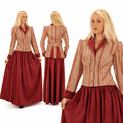 Ladies Deluxe Victorian Lady Costume Velvet Steampunk Fancy Dress Outfit