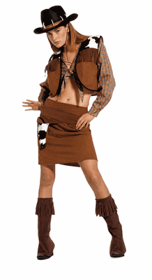 Ladies Deluxe Western Cowgirl Costume Adult Fancy Dress Outfit UK 10-14