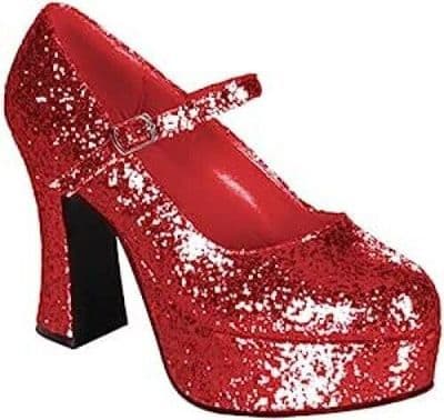 Ladies Dolly Red Glitter Platform Shoes Size 5