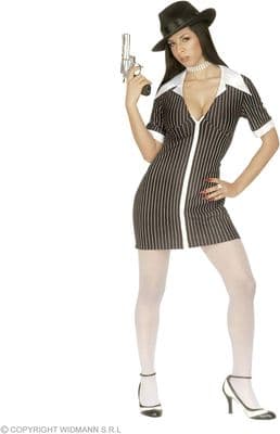Ladies Gangster Girl Costume XL  1920s Pinstripe Dress (Size 1820)