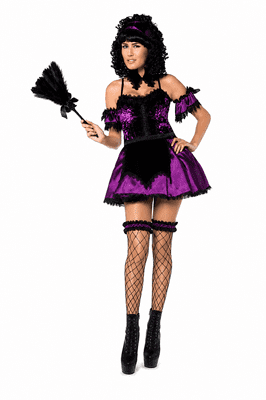 Ladies Gothic Housekeeper Costume Halloween Victorian Maid Fancy Dress Outfit