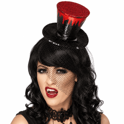Ladies Halloween Blood Drip Mini Top Hat Gothic Fancy Dress Costume Accessory
