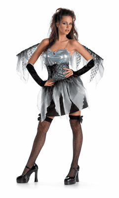 Ladies Ice Blue Frost Fairy Costume Halloween Fancy Dress Outfit with Wings