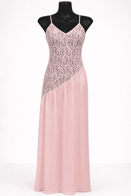 Ladies Long Pink Nightgown UK 6-8  Lace Sheer Nightdress Sexy Lingerie Sleepwear
