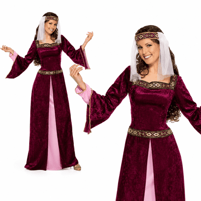 Ladies Maid Marian Costume UK Medieval Robin Hood Fancy Dress Outfit