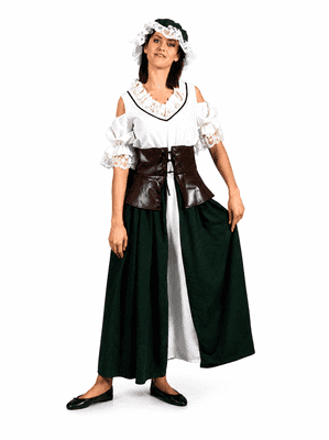 Ladies Medieval Peasant Farmer's Wife Costume Renaissance Fancy Dress Outfit