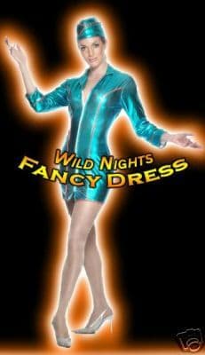 Ladies Metallic Blue Air Hostess Costume