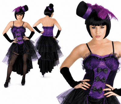 Ladies Moulin Style Purple Burlesque Costume Adult Cabaret Fancy Dress