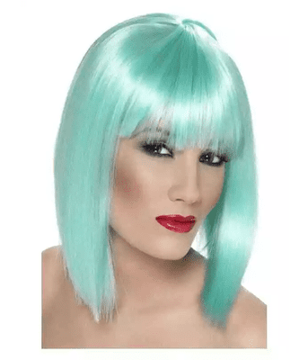 Ladies Neon Aqua Glam Wig 1970s