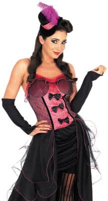 Ladies Pink Burlesque Dancer Costume Adult Cabaret Fancy Dress Outfit