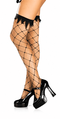 Ladies Pirate Fishnet Stockings Jumbo Fence Net Thigh High Fancy Dress Hosiery