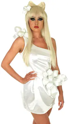 Ladies Pop Superstar Costume White Dress Fancy Dress Celebrity Outfit