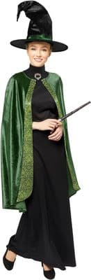 Ladies Professor McGonagall Costume Harry Potter Witch Dress Cape Hat Outfit