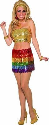 Ladies Rainbow Sequin Skirt