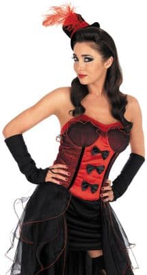 Ladies Red Burlesque Dancer Costume Adult Cabaret Fancy Dress Outfit