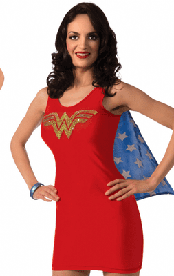Ladies Rhinestone Wonder Woman Tank Dress