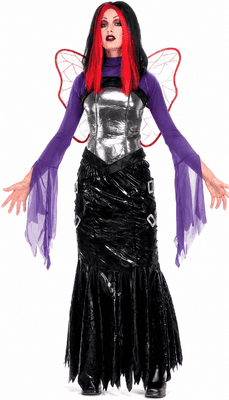 Ladies Rock Hard Fairy Lilith Costume Halloween Fantasy Gothic Fancy Dress Outfit