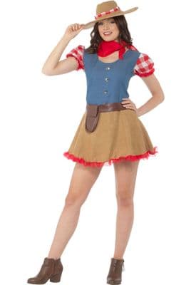Ladies Rodeo Girl Costume Adult Cowgirl Western Fancy Dress Outfit